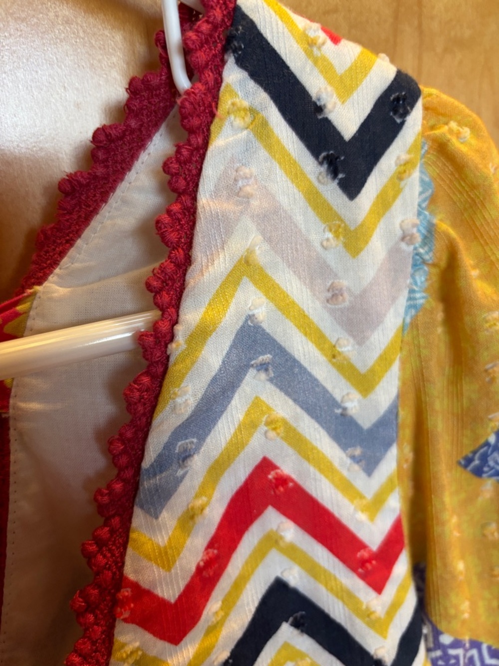 Anthropologie Let Me Be Boho Patchwork Multicolor Women's Peasant Top - Picture 10 of 14